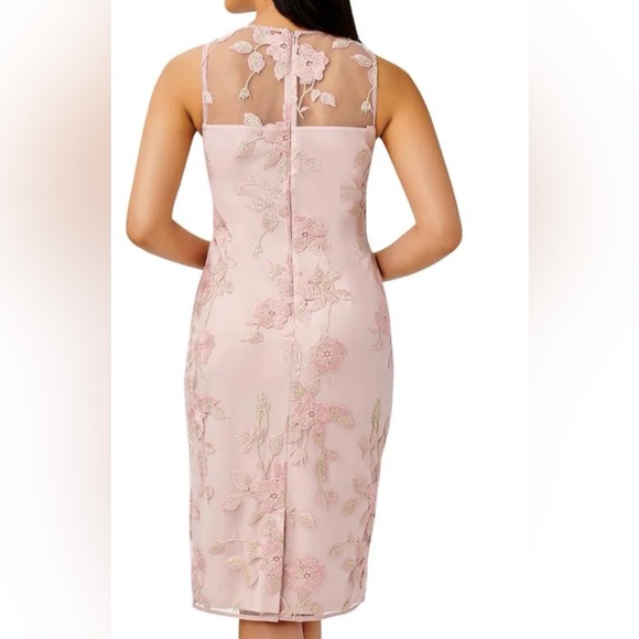 NWT Adrianna Papell Floral Embroidered Sheath Rose Gold Dress Size 12 - Picture 5 of 16